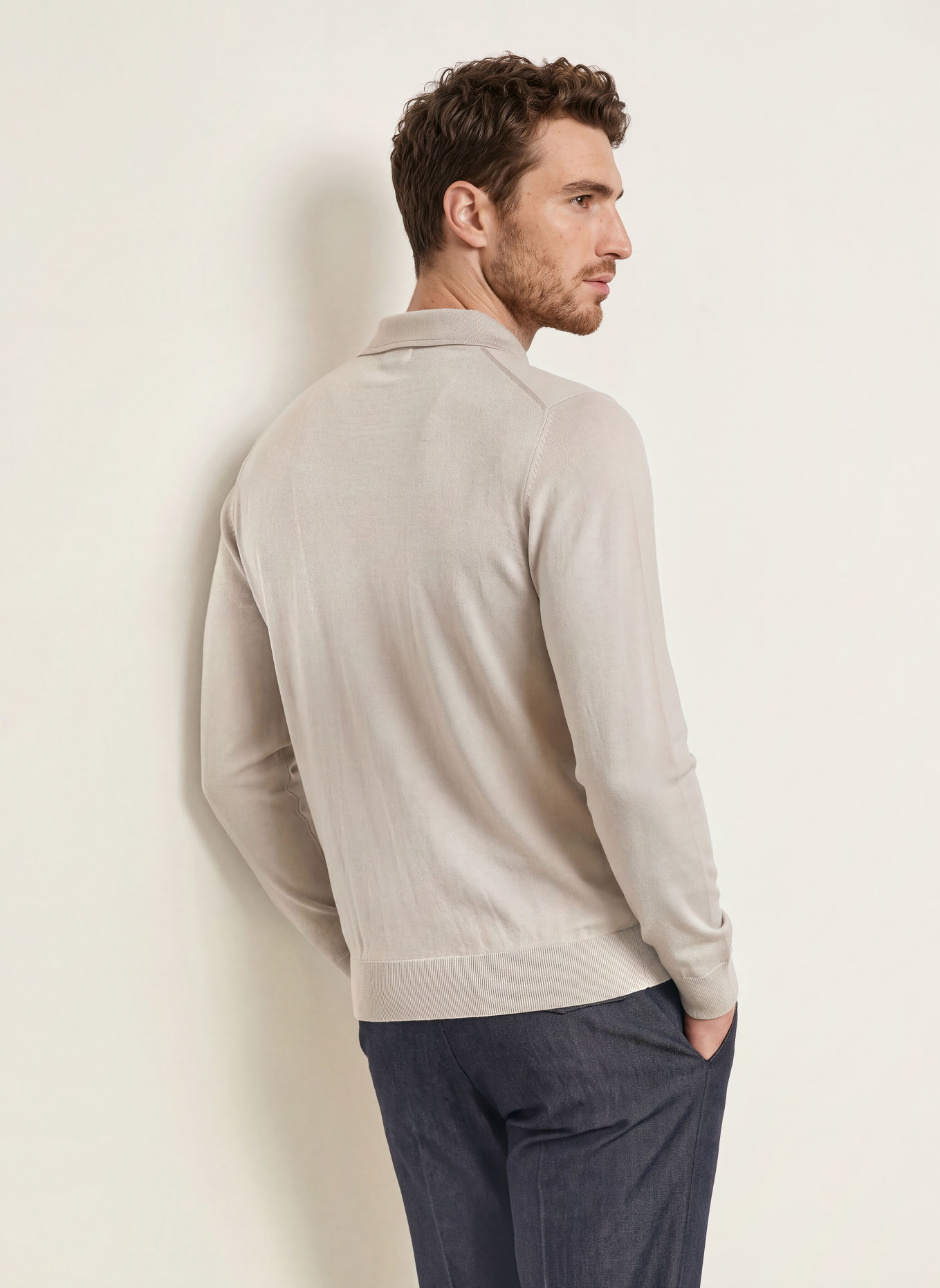 LARDINI Strikket polo-shirt: BEIGE