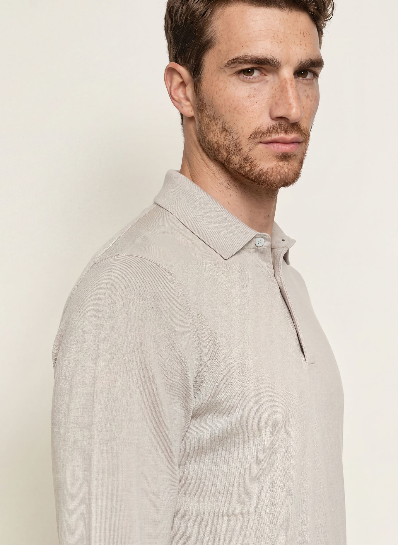 LARDINI Strikket polo-shirt: BEIGE