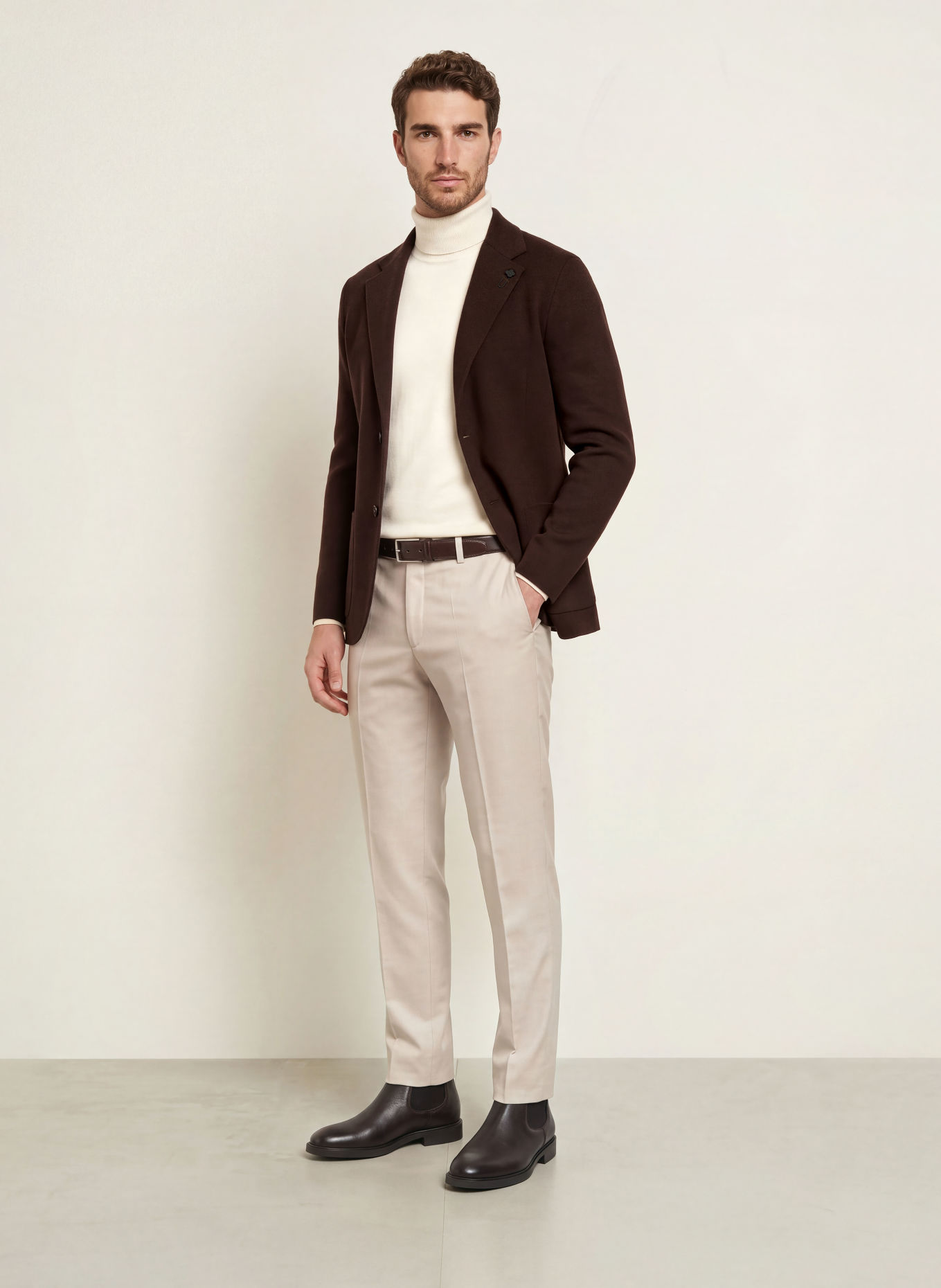 LARDINI Stricksakko Extra Slim Fit: DUNKELBRAUN