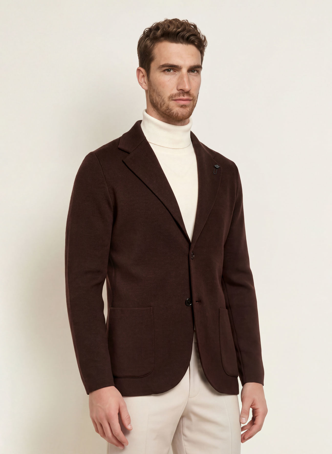 LARDINI Stricksakko Extra Slim Fit: DUNKELBRAUN