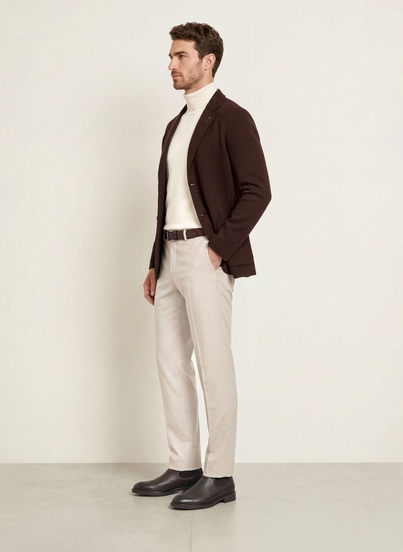 LARDINI Stricksakko Extra Slim Fit: DUNKELBRAUN