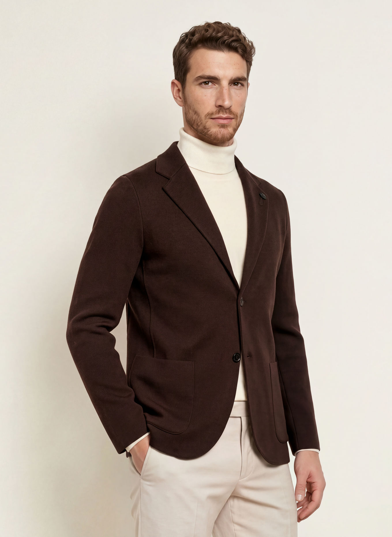 LARDINI Stricksakko Extra Slim Fit: DUNKELBRAUN