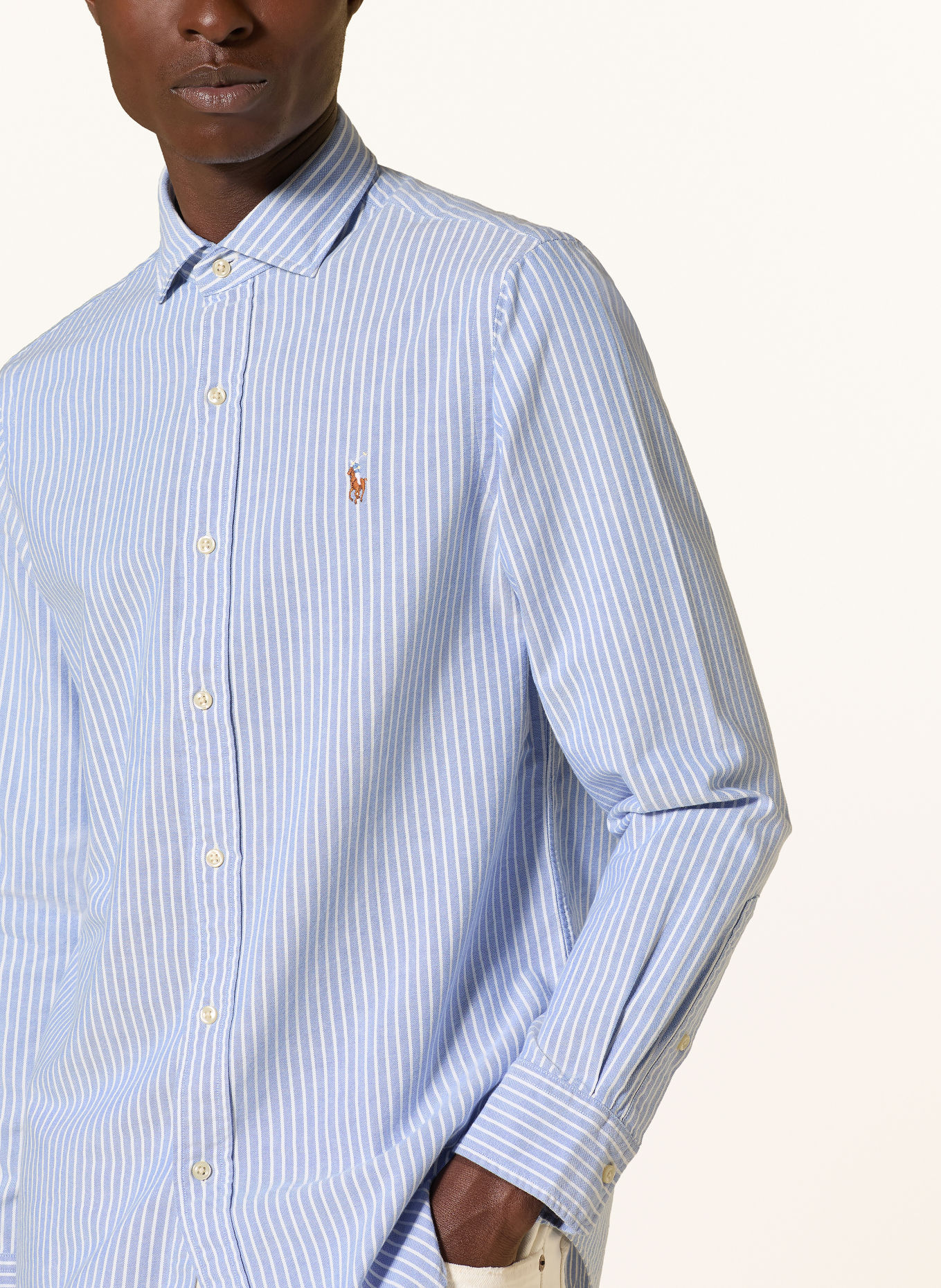 POLO RALPH LAUREN Oxford shirt custom fit: LIGHT BLUE / WHITE