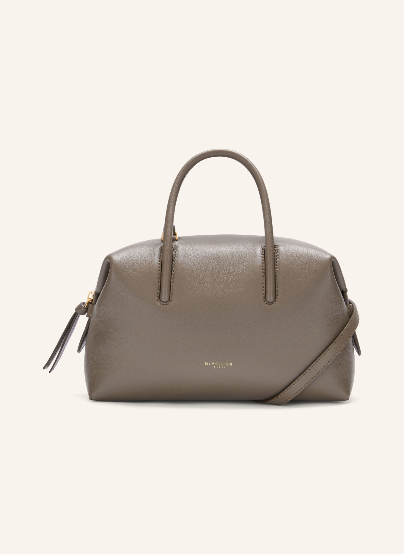 DEMELLIER Handtas THE SMALL STOCKHOLM: TAUPE / GOUD