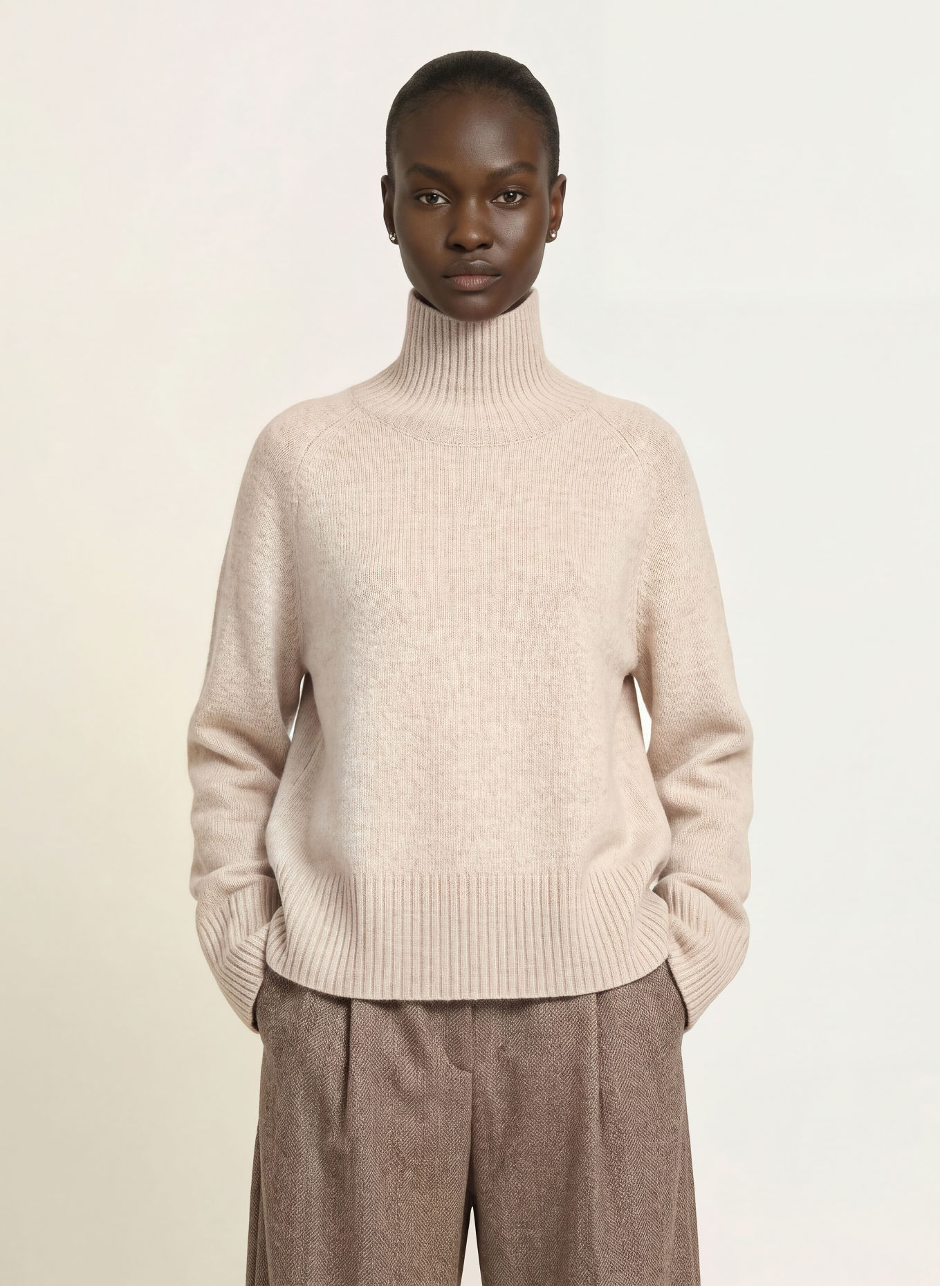 BOSS FALONSO turtleneck sweater: BEIGE