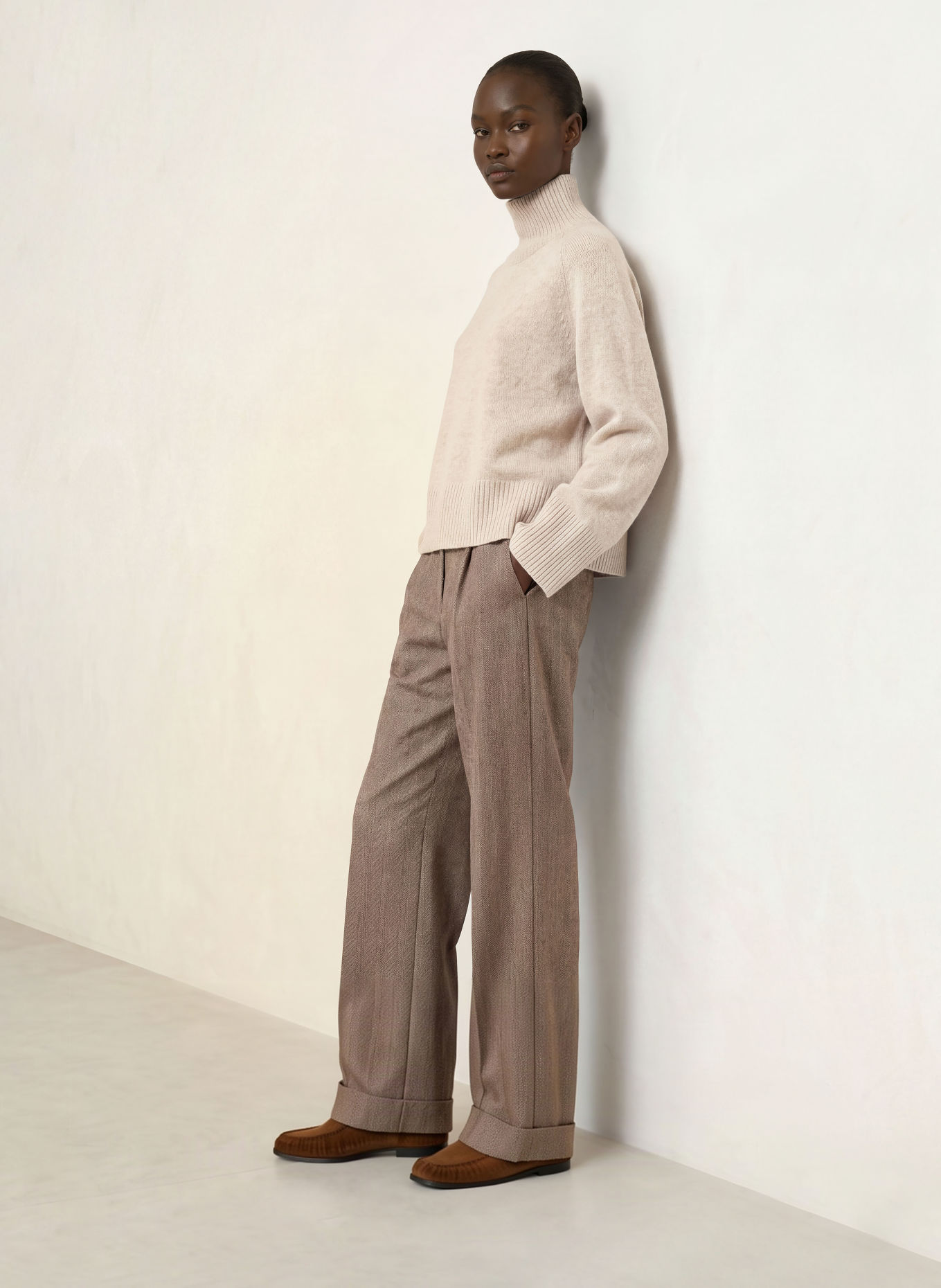 BOSS FALONSO turtleneck sweater: BEIGE
