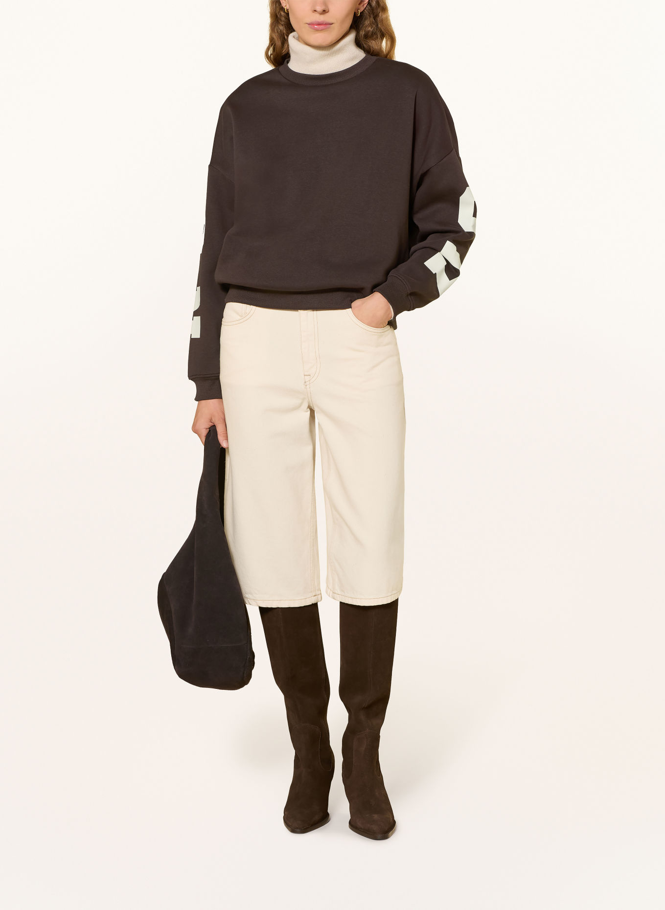 ONLY sweatshirt: MARRON FONCÉ / WIT