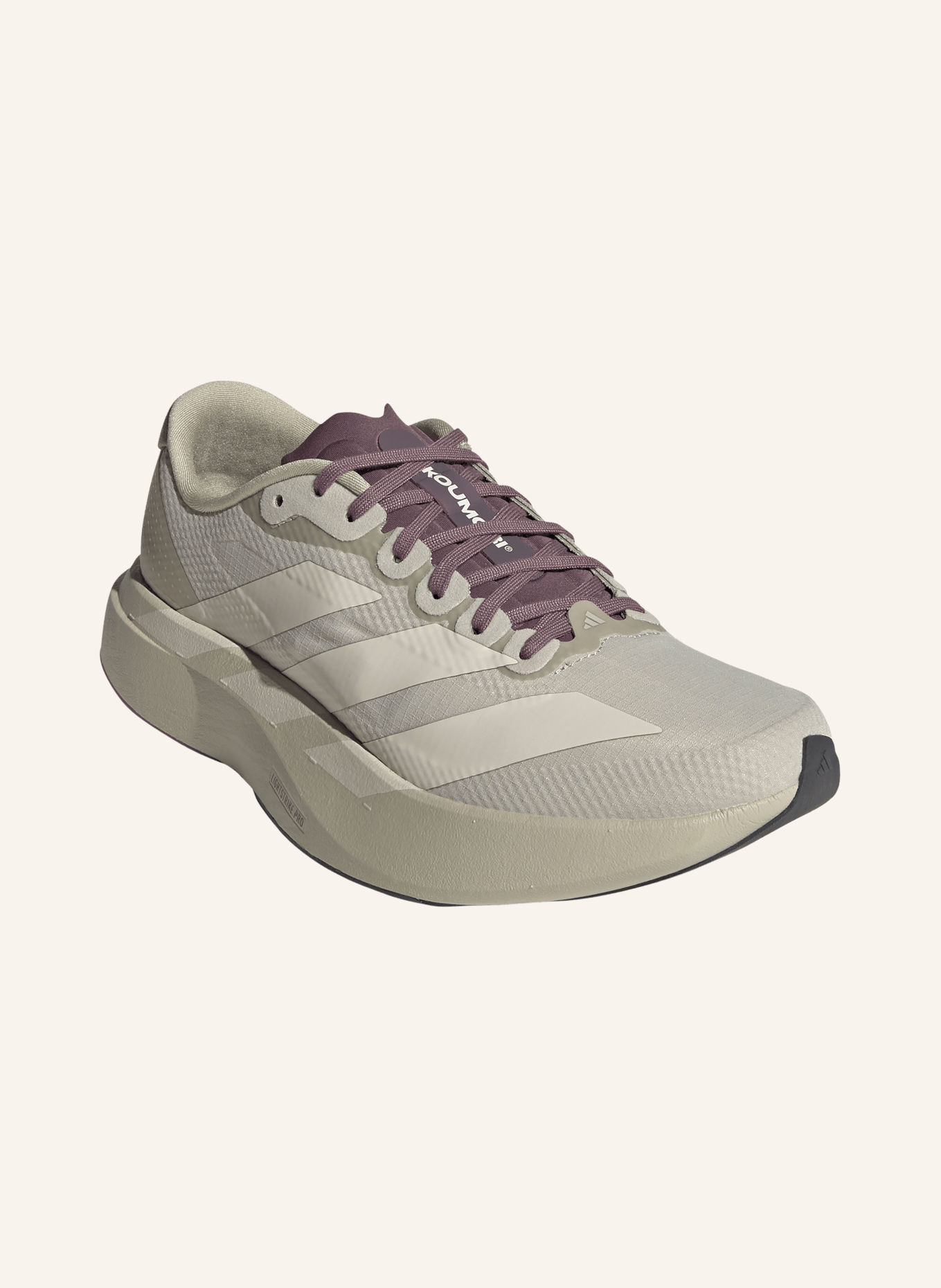 adidas Løbesko ADIZERO EVO SL WOVEN: LYSEGRÅ / ECRU / LILLA