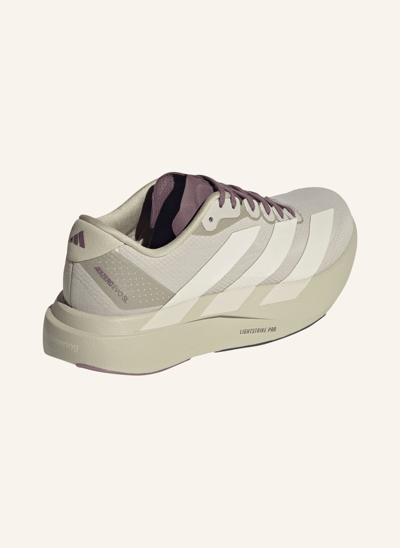 adidas Løbesko ADIZERO EVO SL WOVEN: LYSEGRÅ / ECRU / LILLA
