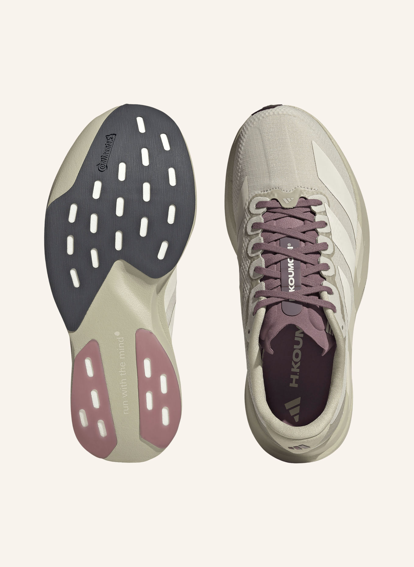 adidas Løbesko ADIZERO EVO SL WOVEN: LYSEGRÅ / ECRU / LILLA