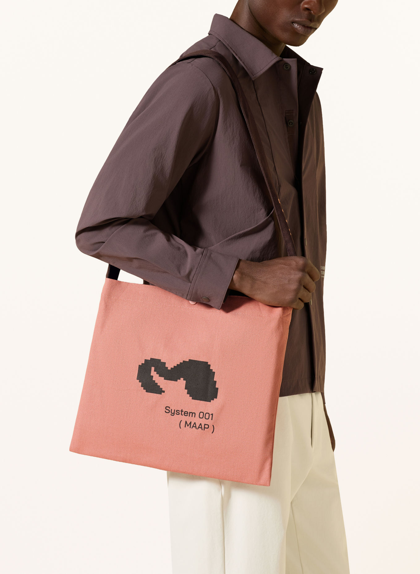 MAAP STRATA MUSETTE Crossbody Bag: LIGHT RED / DARK BROWN / BLACK