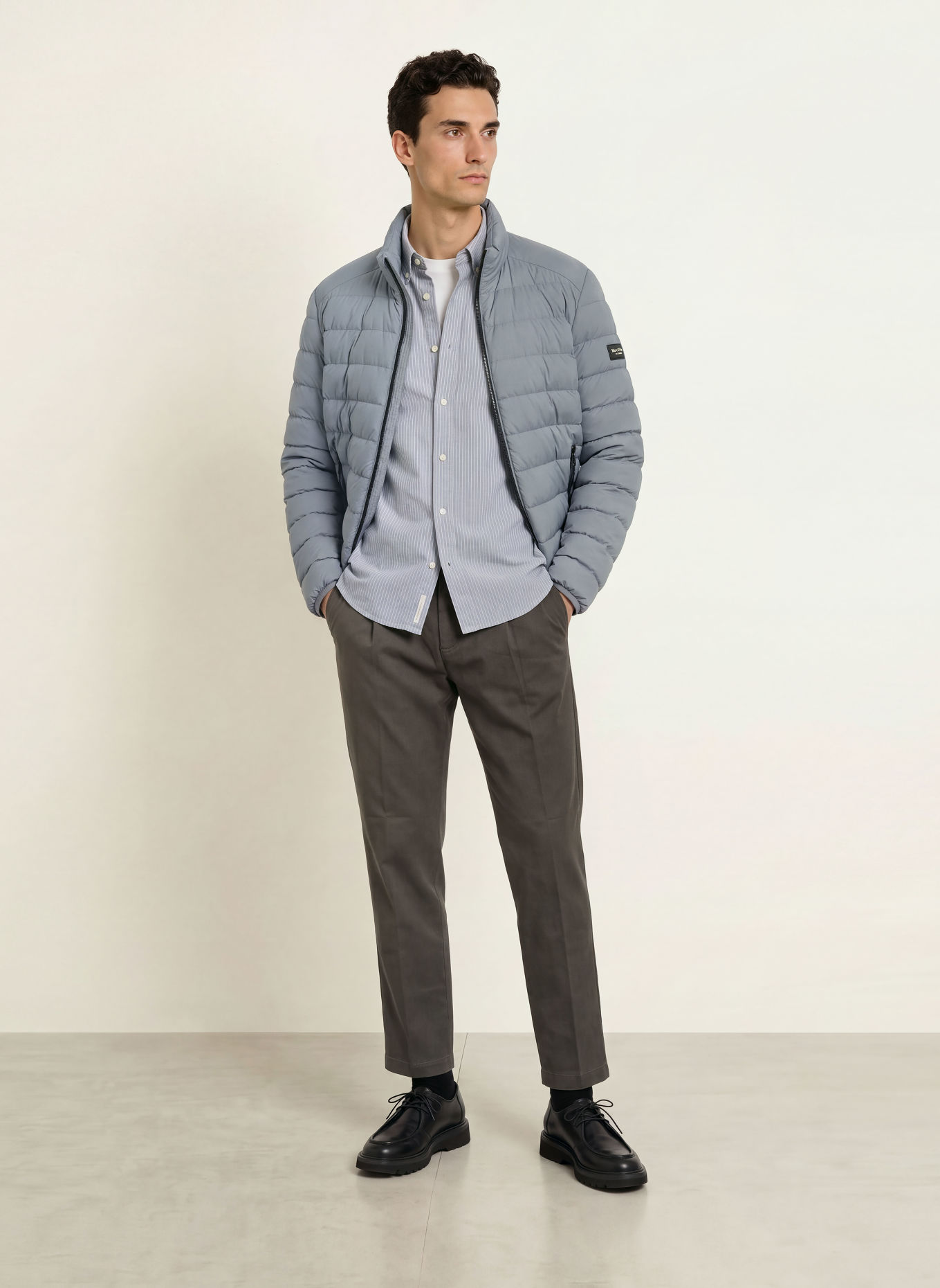 Marc O'Polo Overhemd Regular Fit: GRIJS / WIT
