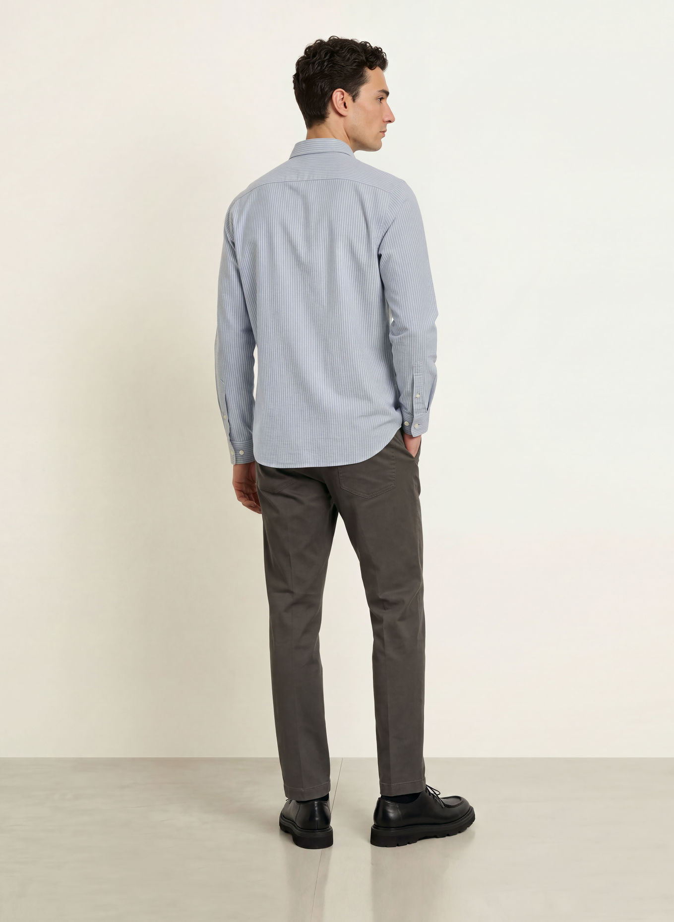 Marc O'Polo Overhemd Regular Fit: GRIJS / WIT