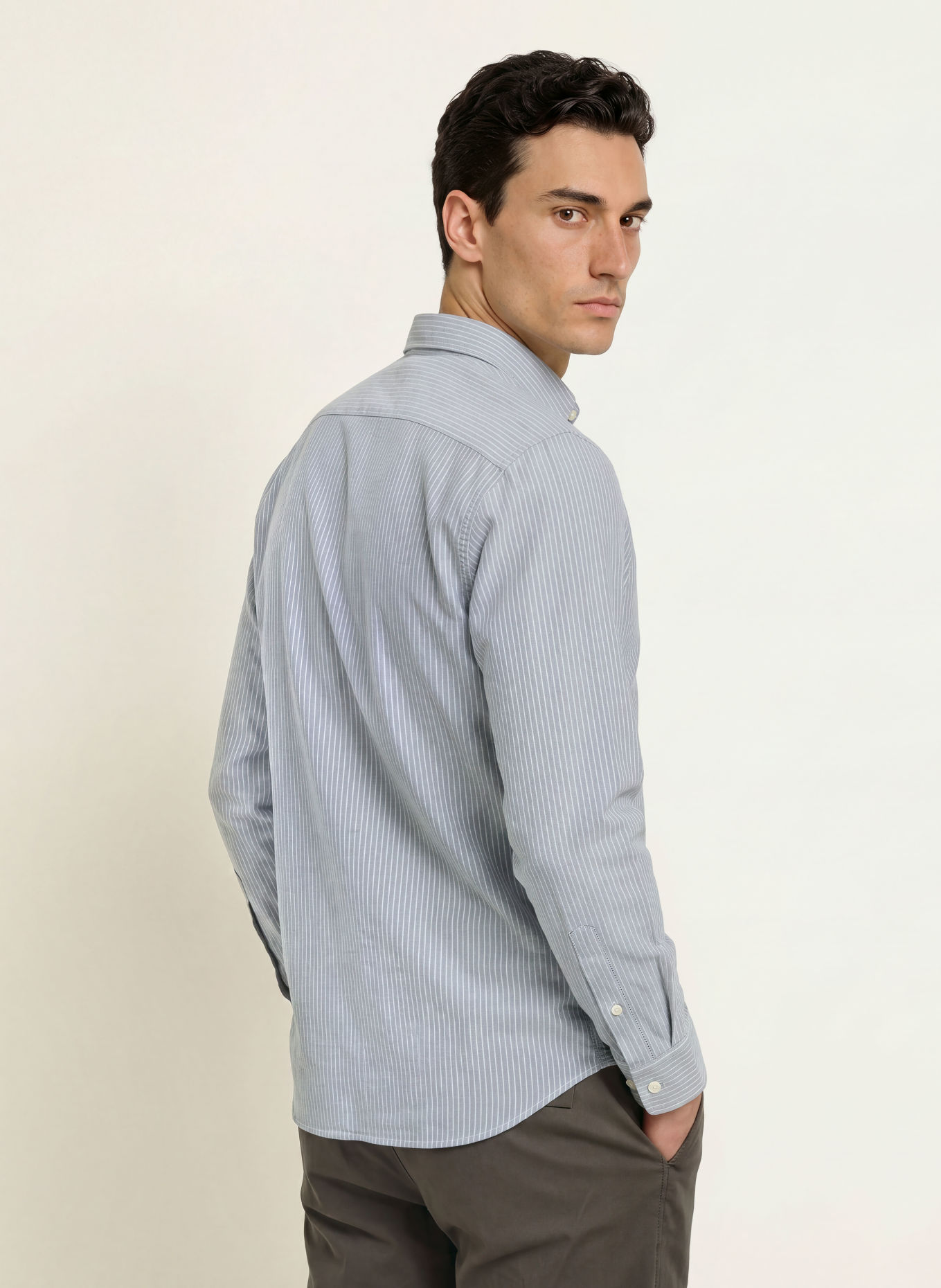 Marc O'Polo Overhemd Regular Fit: GRIJS / WIT