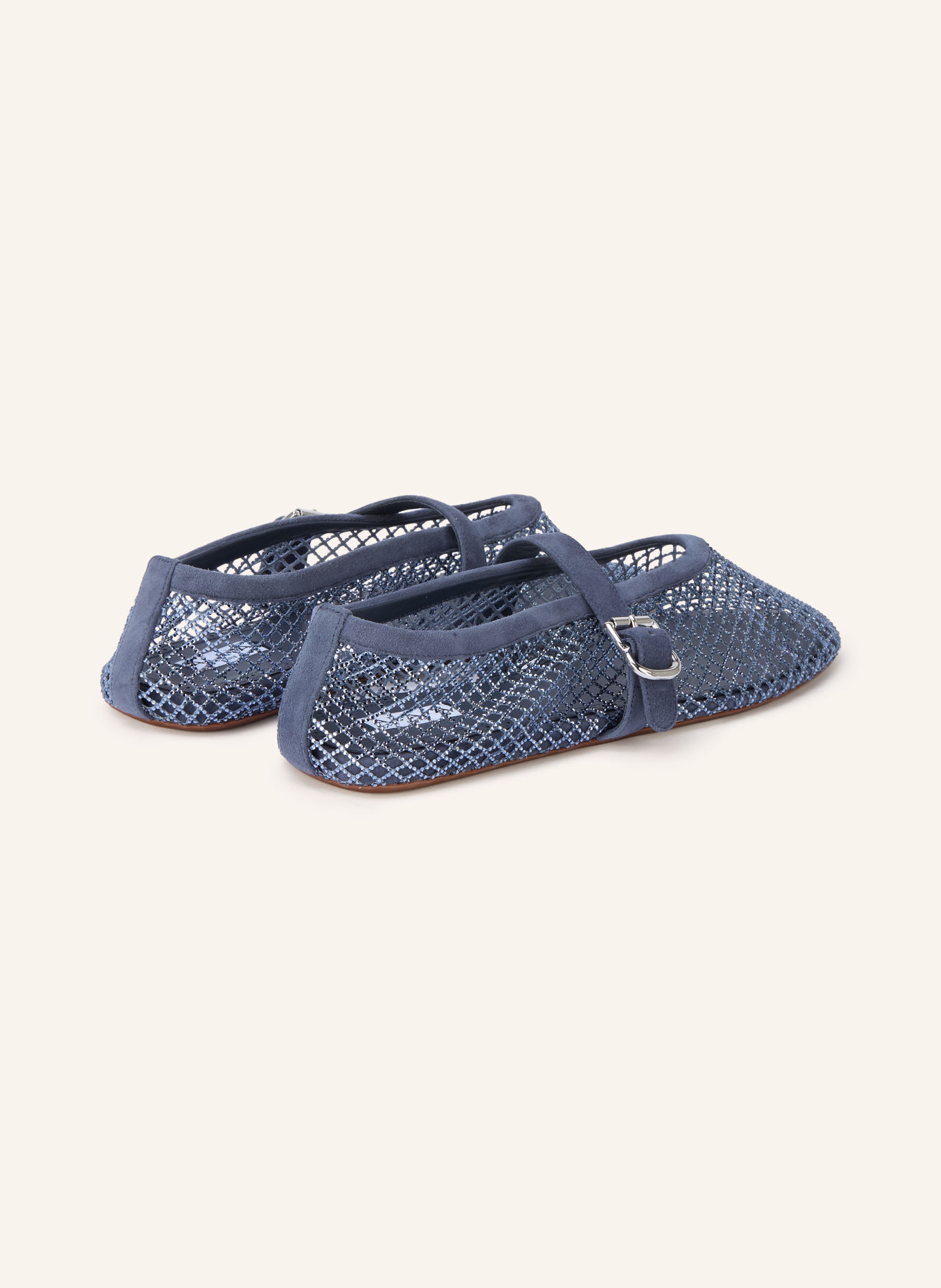 ALAÏA Mary Jane ballerina flats with gemstones: BLUE GRAY