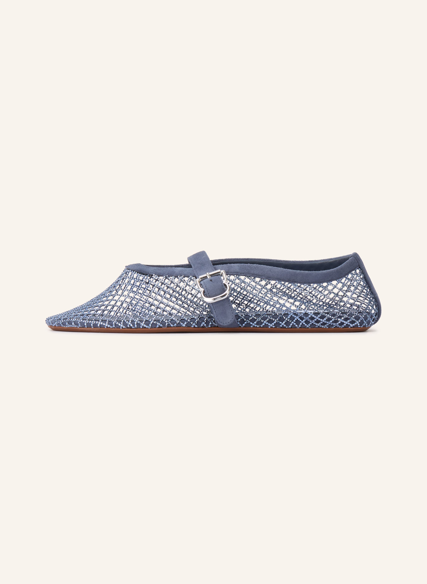 ALAÏA Mary Jane ballerina flats with gemstones: BLUE GRAY