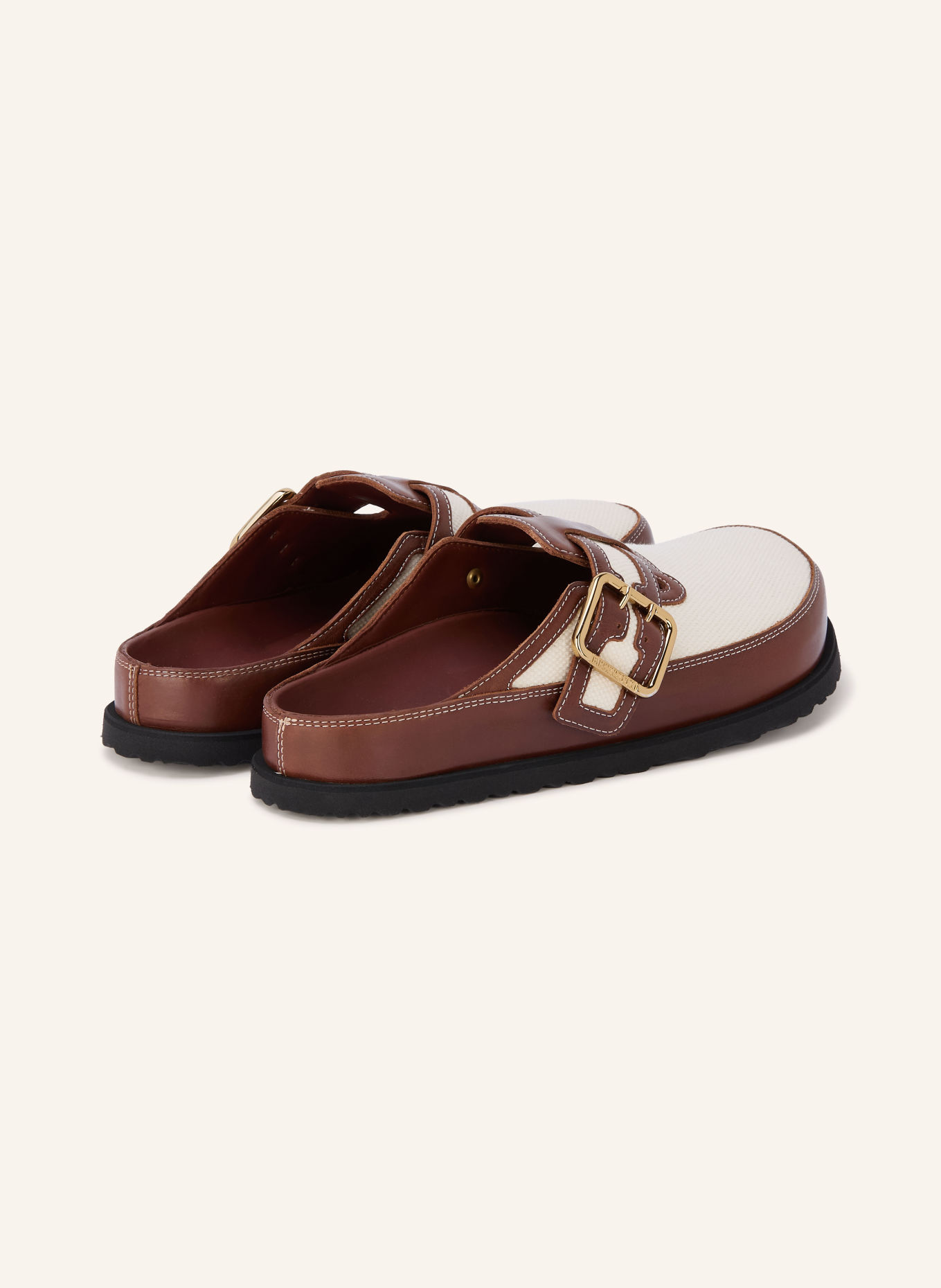 1774 BIRKENSTOCK Pantofle BOSTON BOLD CANVAS 1774: HNĚDÁ / KRÉMOVÁ