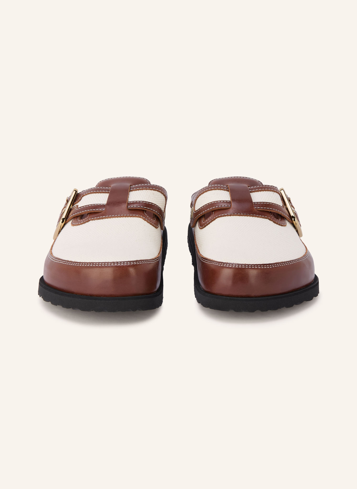 1774 BIRKENSTOCK Pantofle BOSTON BOLD CANVAS 1774: HNĚDÁ / KRÉMOVÁ