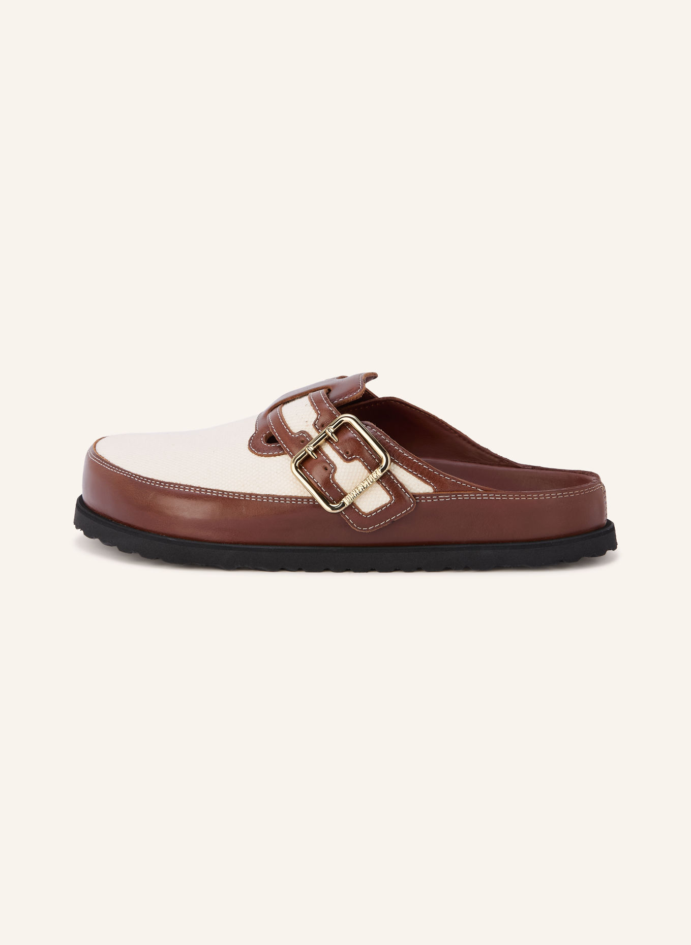 1774 BIRKENSTOCK Pantofle BOSTON BOLD CANVAS 1774: HNĚDÁ / KRÉMOVÁ