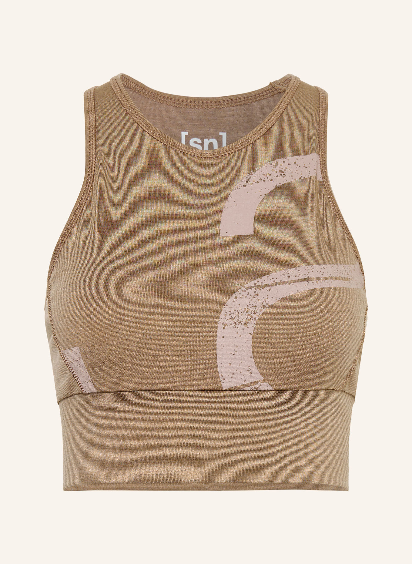 super.natural Cropped functionele CAPITAL LOGO met merinowol: CAMEL / ROSÉ