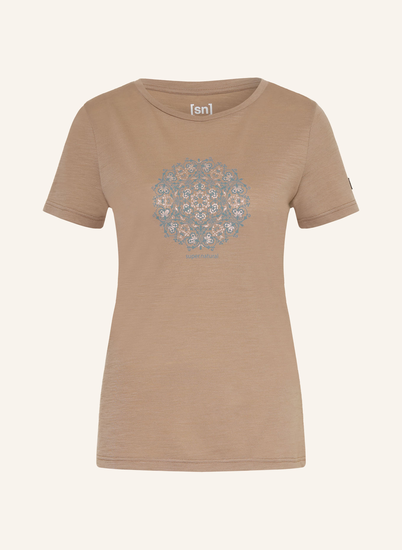 super.natural T-shirt ORNAMENT: LIGHT BROWN / GRAY