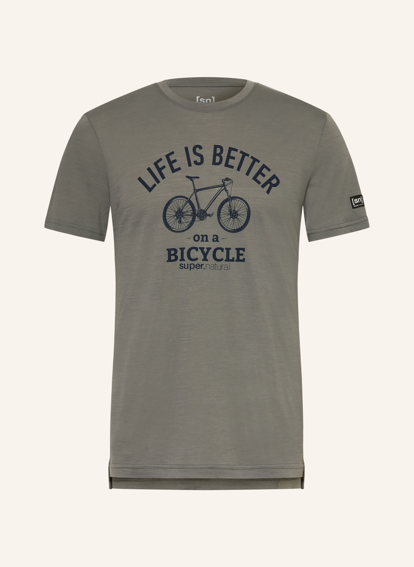 super.natural T-shirt BETTER BIKE med merinould: GRØN