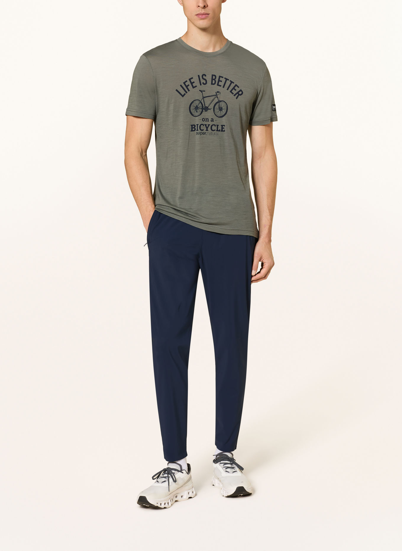 super.natural T-shirt BETTER BIKE med merinould: GRØN