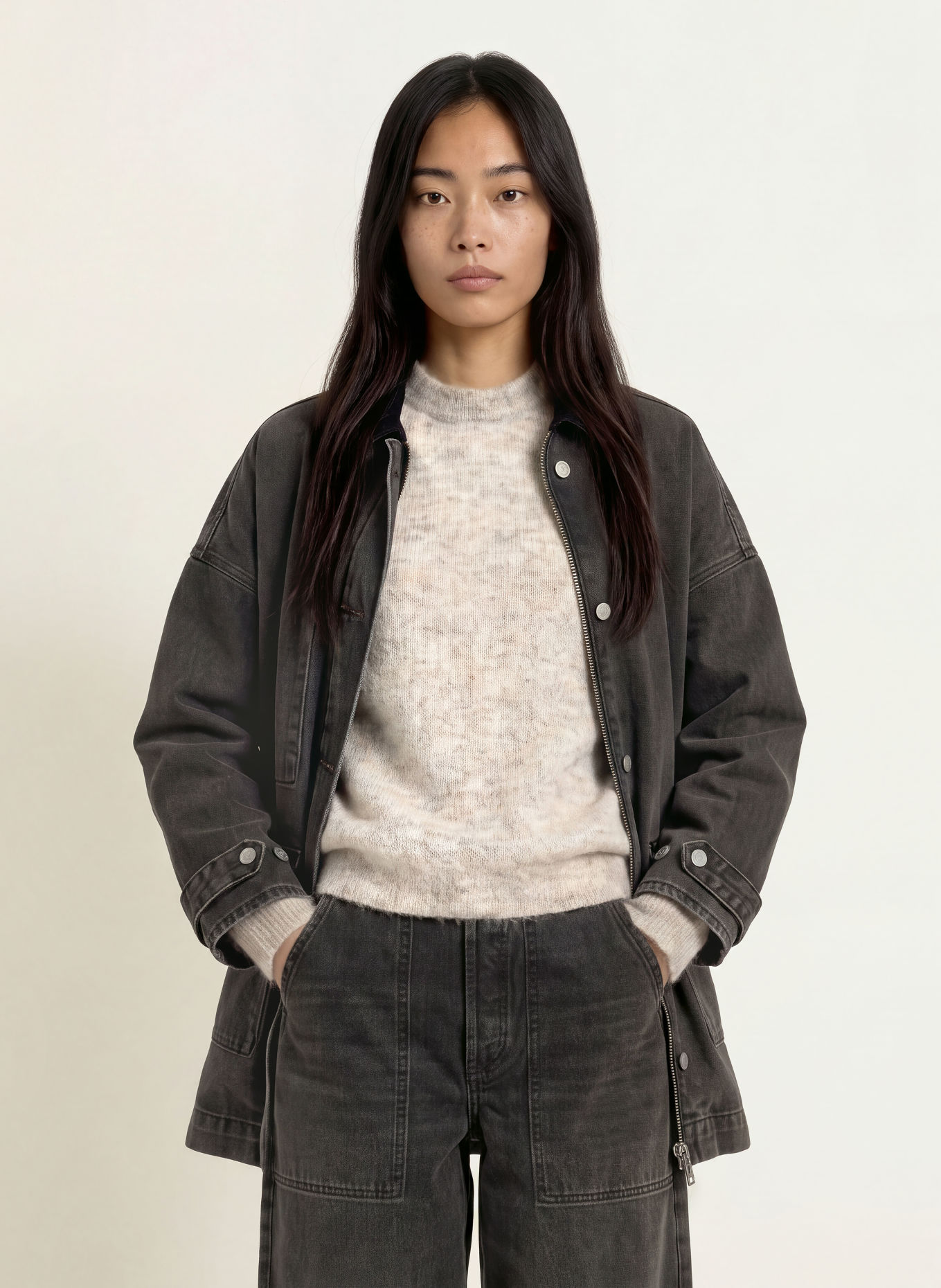 ARMEDANGELS Sweater med mohair: LYSEGRÅ