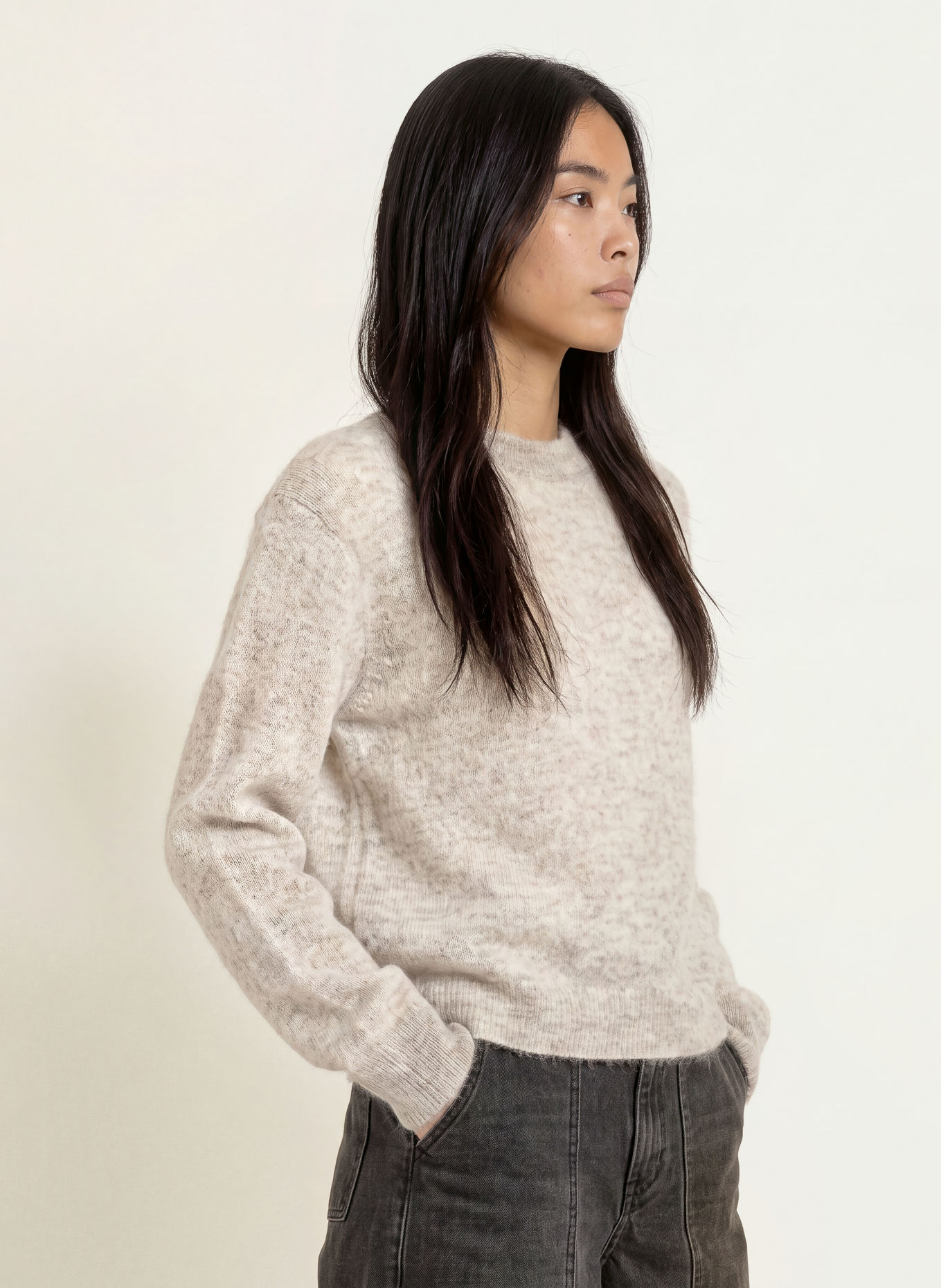 ARMEDANGELS Sweater med mohair: LYSEGRÅ