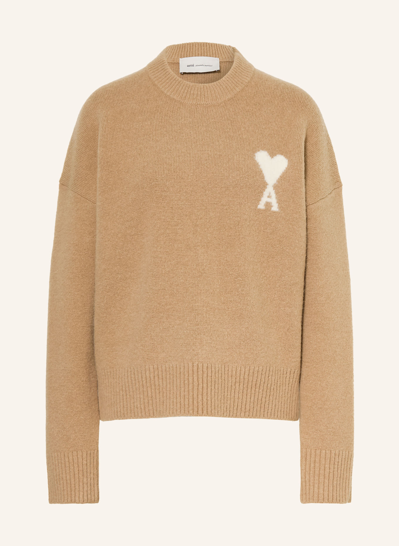 AMI PARIS Sweater with alpaca: CAMEL / CREAM