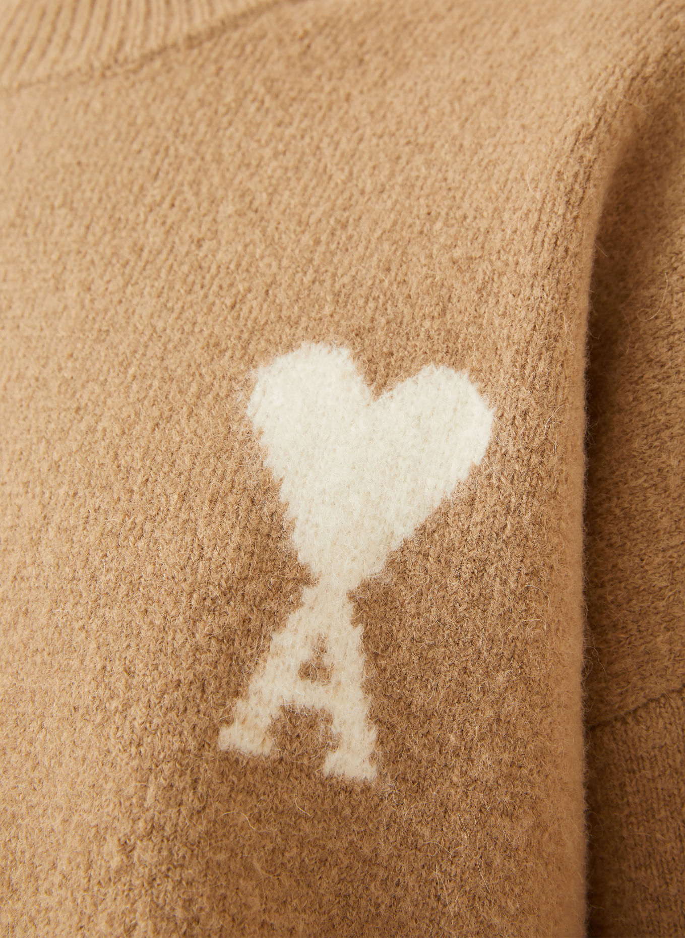 AMI PARIS Sweater with alpaca: CAMEL / CREAM