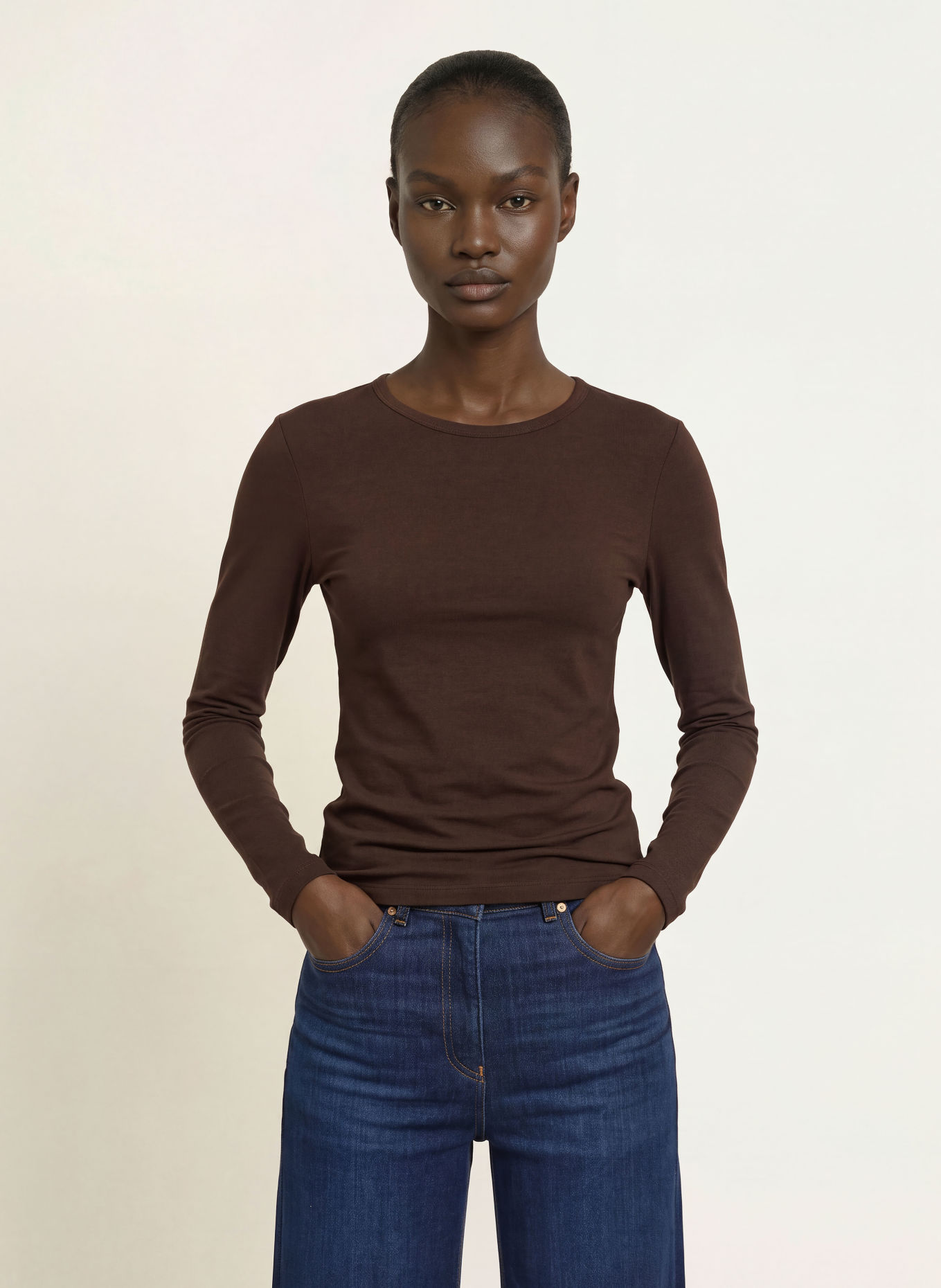 REISS Tricou cu mâneci lungi JADA: MARO ÎNCHIS