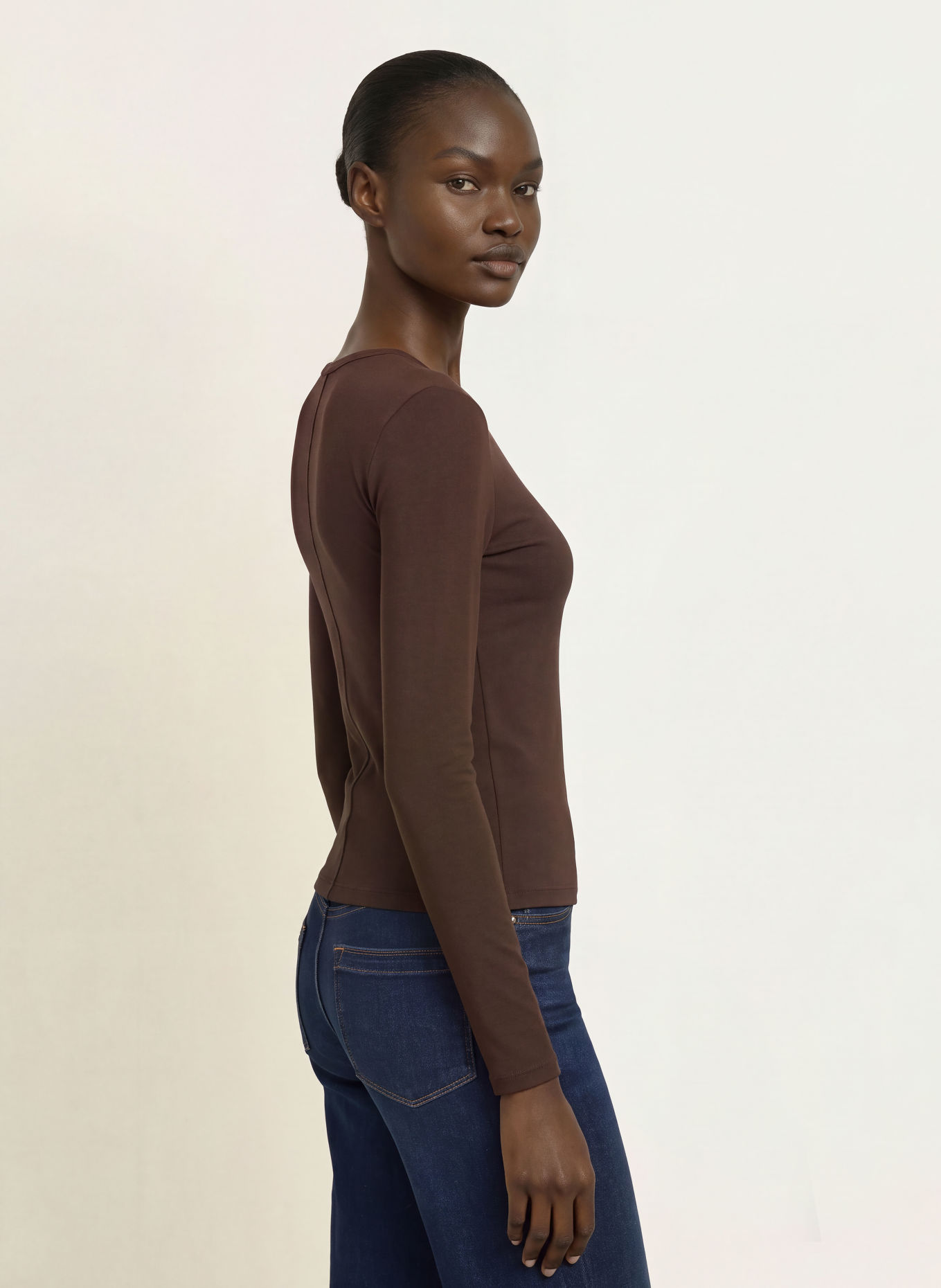 REISS Tricou cu mâneci lungi JADA: MARO ÎNCHIS