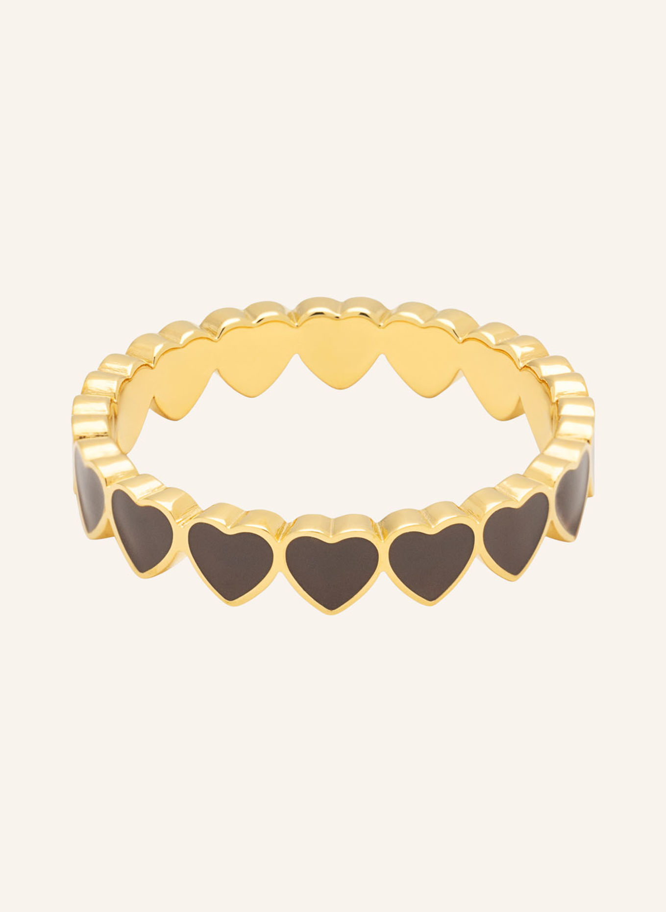 LULU Copenhagen Ring CONNECTED HEARTS: GOUD / MARRON FONCÉ