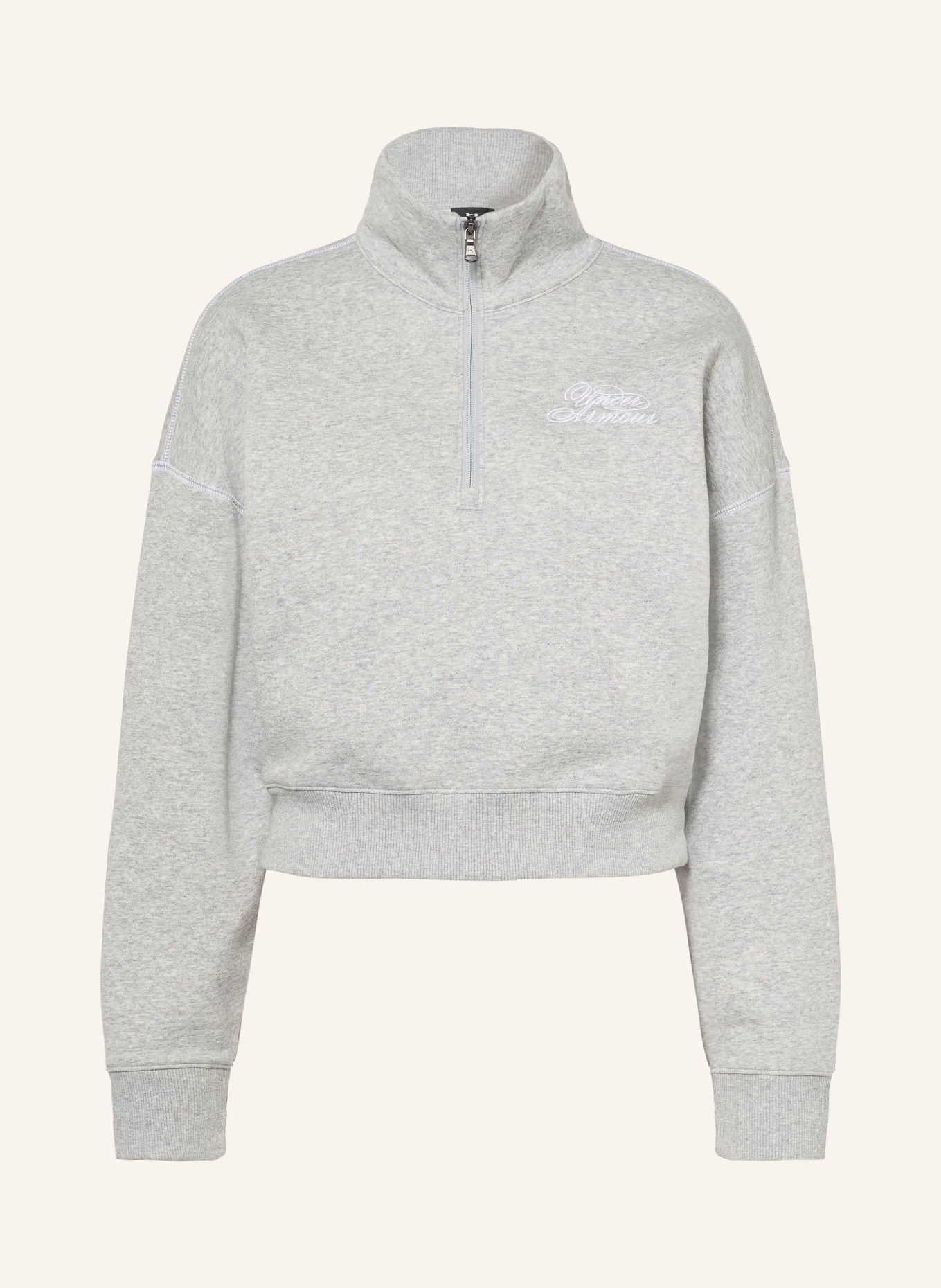 UNDER ARMOUR Sweater met halve rits UA RIVAL FLEECE SCRIPT: LICHTGRIJS