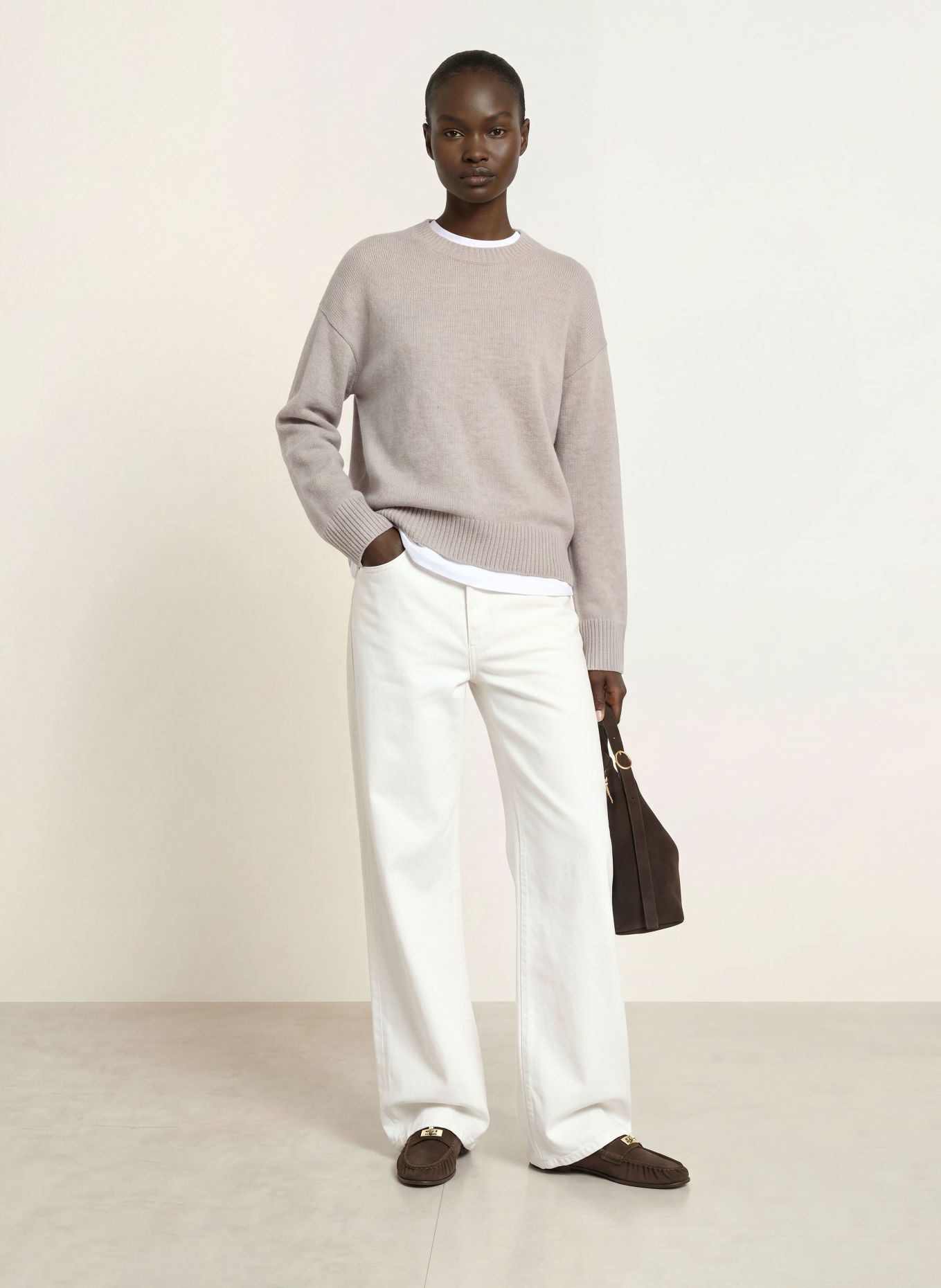 ARKET Oversized cashmere sweater: LIGHT BROWN