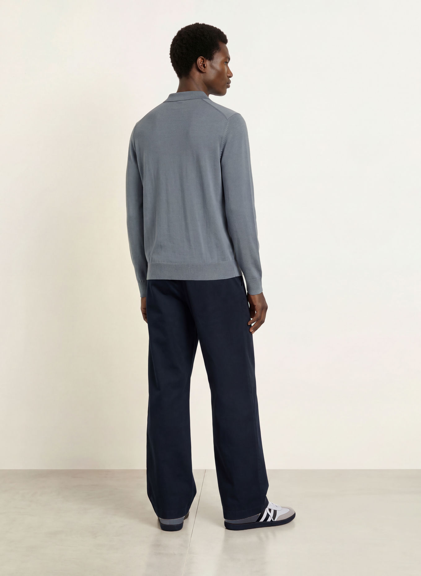 ARKET Knitted merino wool polo shirt: GRAY