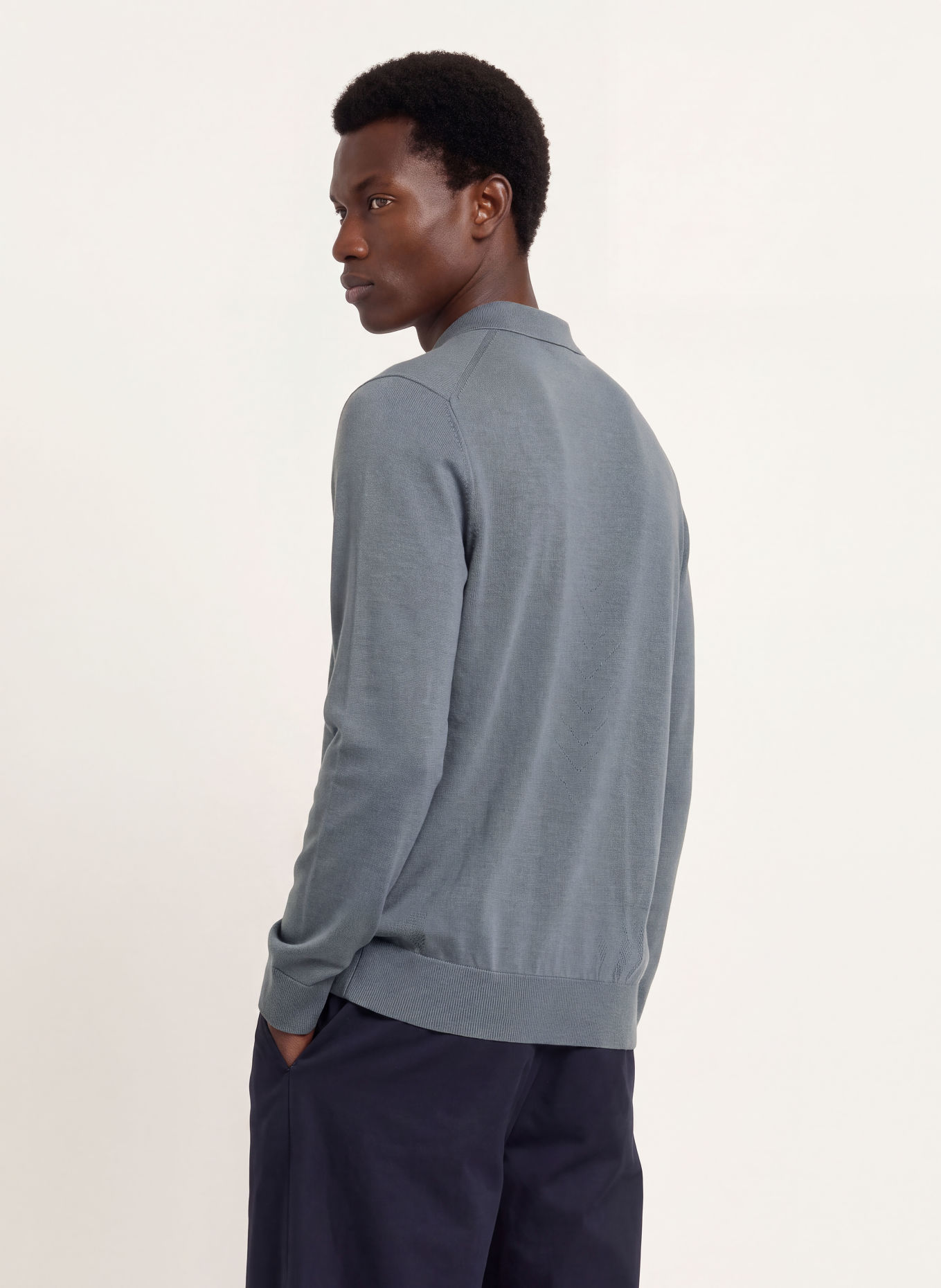 ARKET Knitted merino wool polo shirt: GRAY