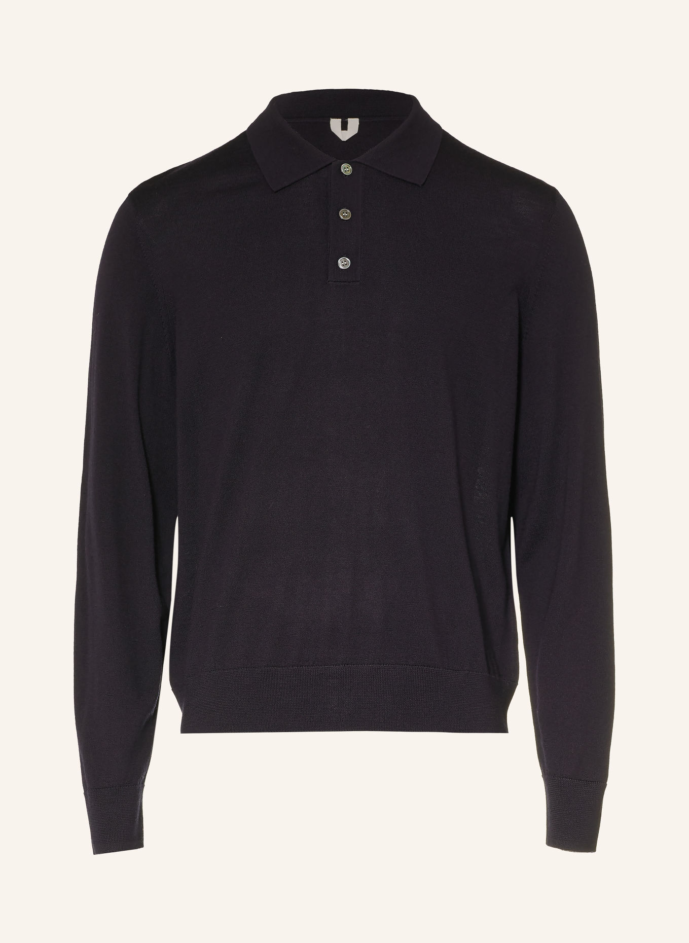 ARKET Gebreid poloshirt van merinowol: DONKERBLAUW