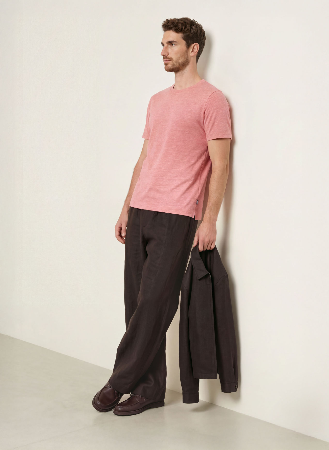 BOSS THOMPSON T-shirt with linen: LIGHT RED