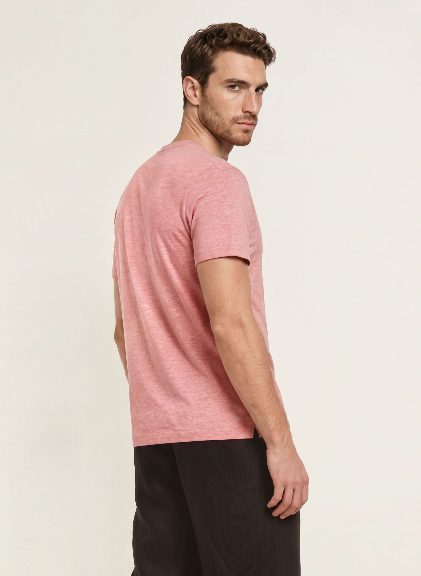 BOSS THOMPSON T-shirt with linen: LIGHT RED