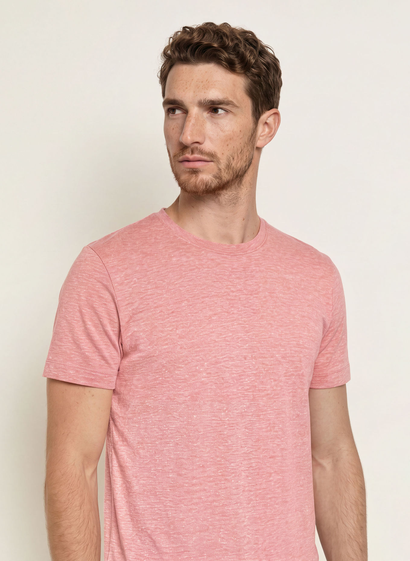 BOSS THOMPSON T-shirt with linen: LIGHT RED