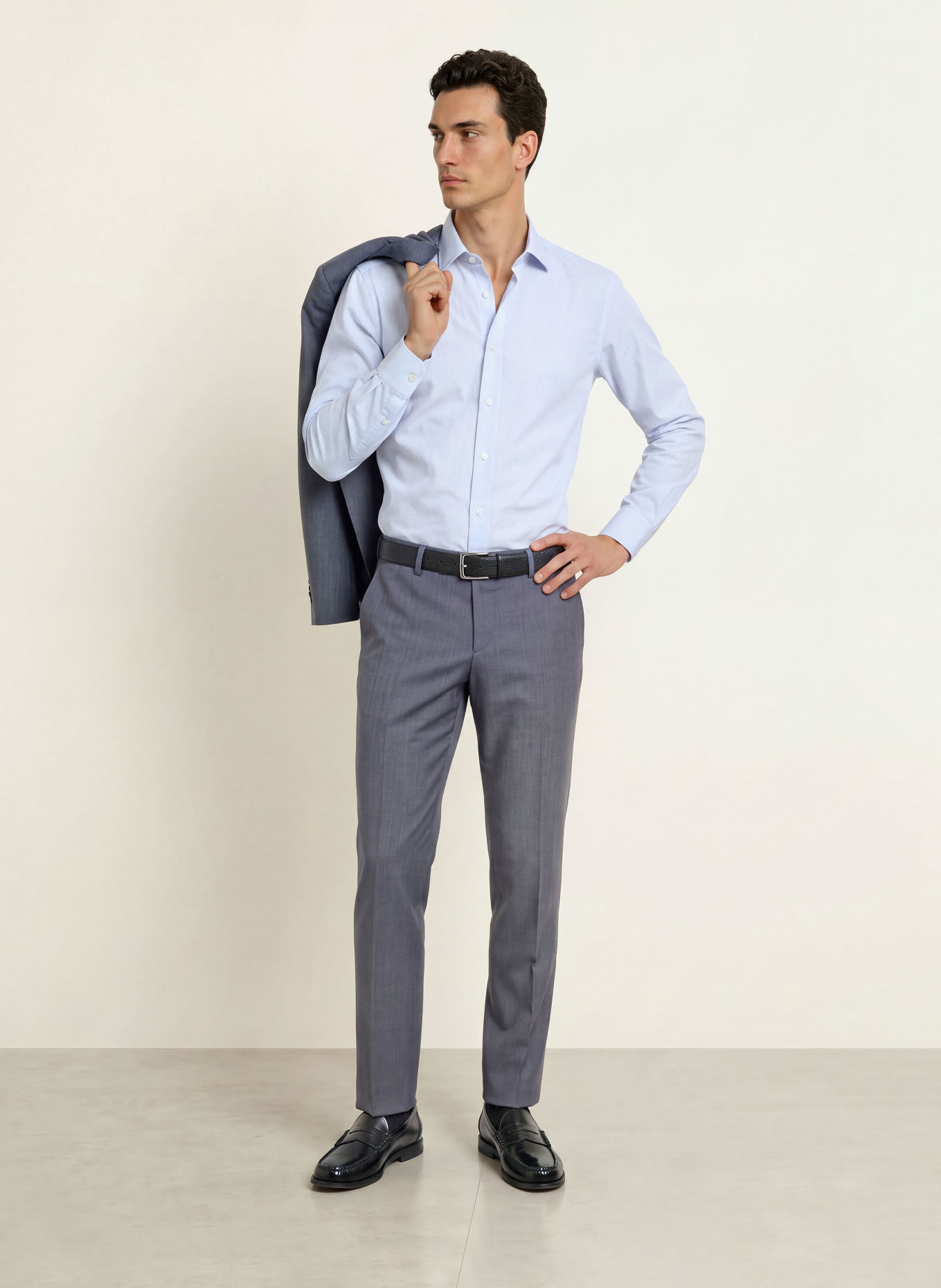 BOSS DAVID Slim Fit Shirt: LIGHT BLUE / WHITE