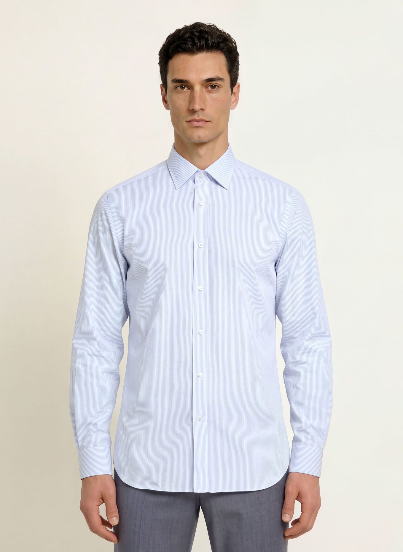 BOSS DAVID Slim Fit Shirt: LIGHT BLUE / WHITE