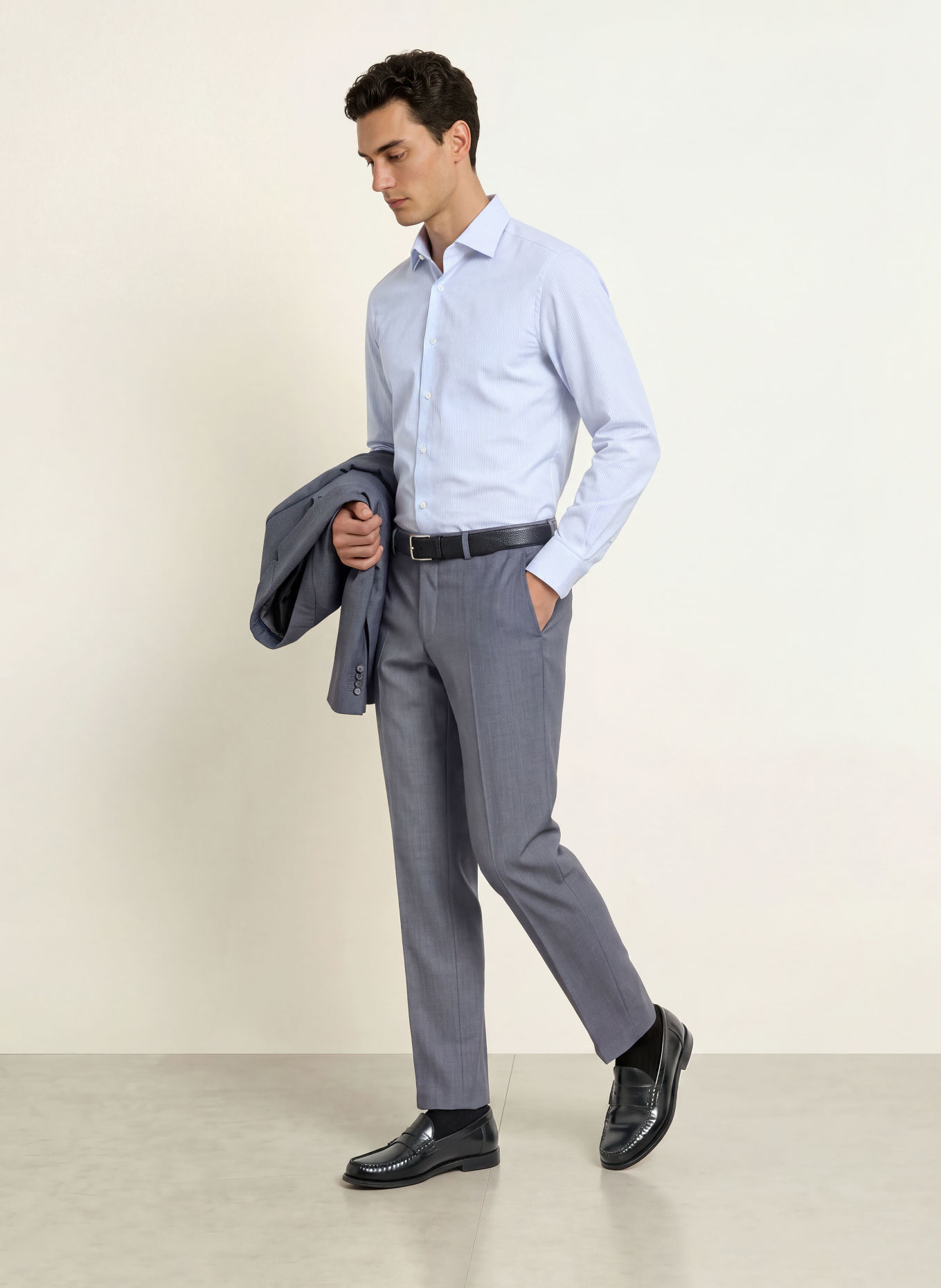 BOSS DAVID Slim Fit Shirt: LIGHT BLUE / WHITE
