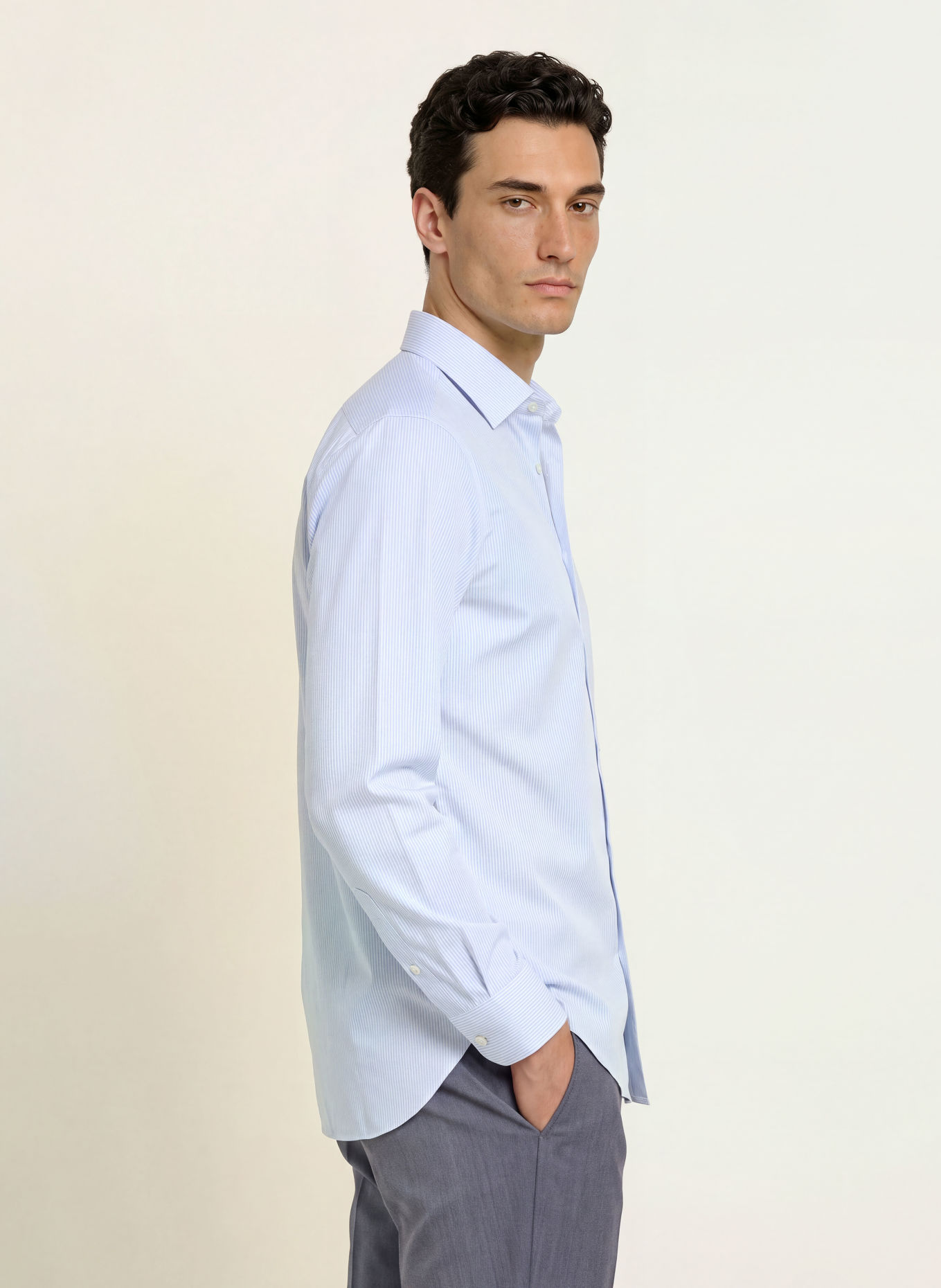 BOSS DAVID Slim Fit Shirt: LIGHT BLUE / WHITE