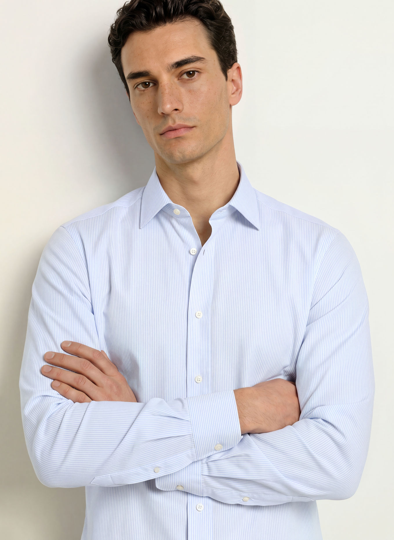 BOSS DAVID Slim Fit Shirt: LIGHT BLUE / WHITE