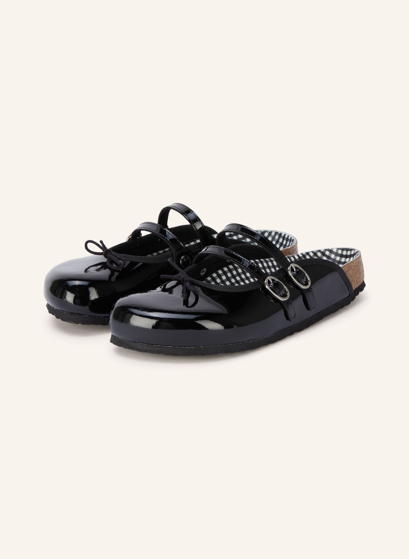 1774 BIRKENSTOCK Lakované mules SCALA: ČERNÁ