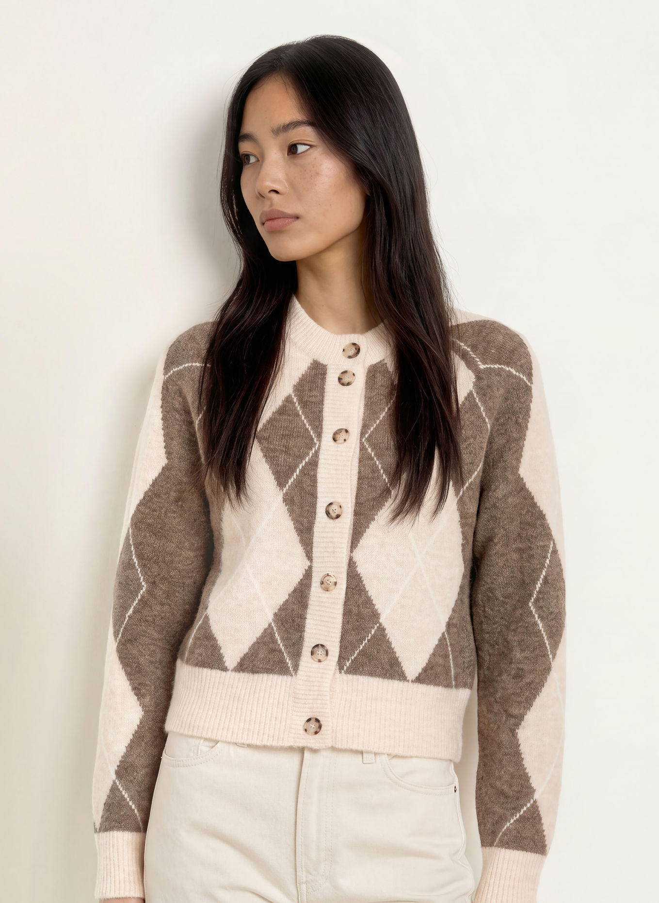 Y.A.S. Cardigan: BEIGE / BROWN