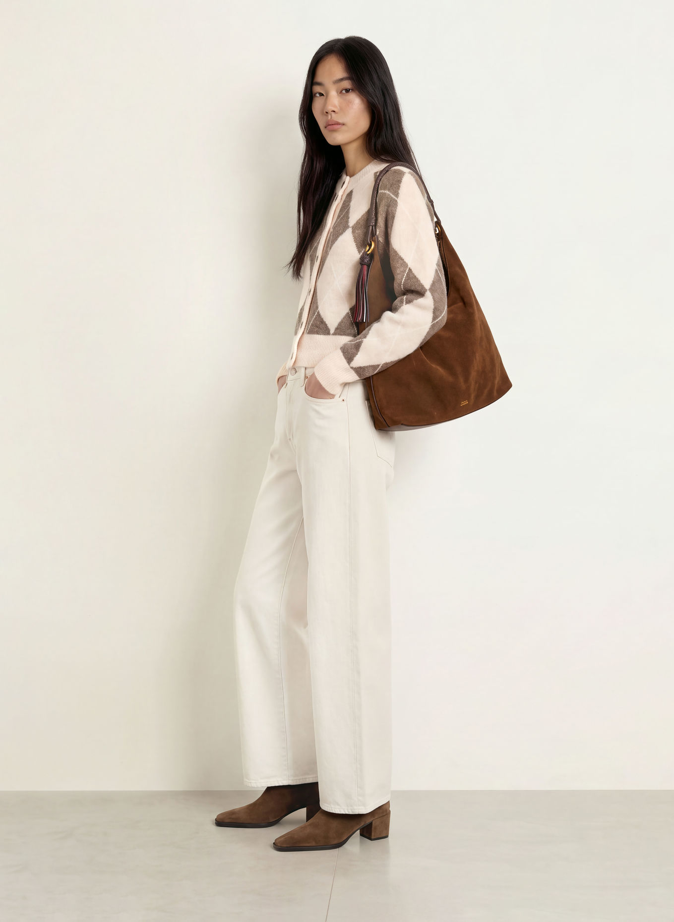 Y.A.S. Cardigan: BEIGE / BROWN